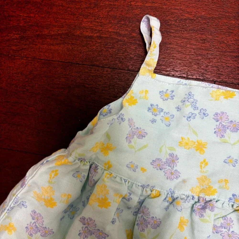 Vintage Gymboree Floral Linen Blend Two Piece Dress